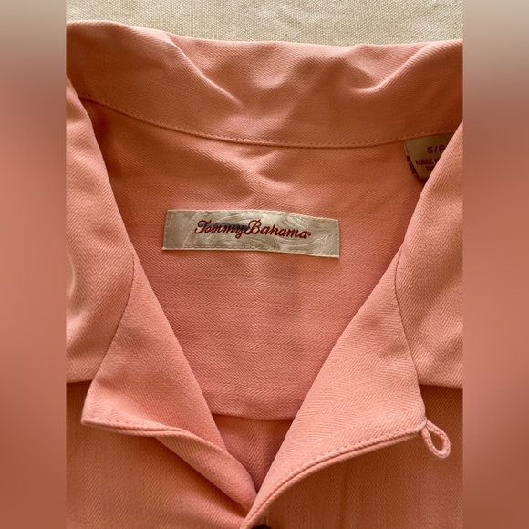 Tommy Bahama Peach Button Down Shirt 100% Silk Beach Casual Bowler Shirt Small - Picture 4 of 7